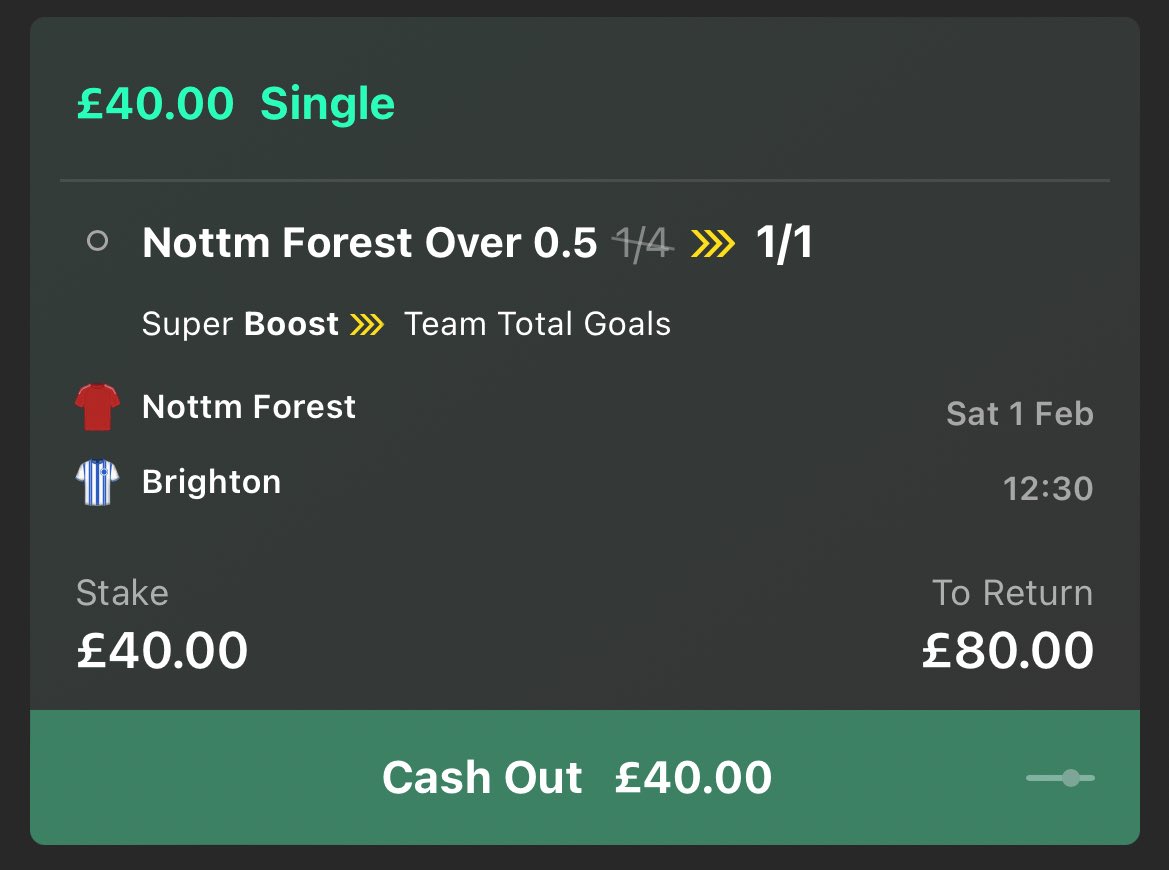 ValueBetSpotter's tweet photo. 😍 FREE MONEY!!! £80 cash giveaway!

If this Nottingham Forest vs Brighton super boost wins, we’ll give away £80 free cash!

👉 £40 to someone who LIKES this tweet.
👉 £40 to someone who RETWEETS this tweet.

Must be following &amp; have tweet notifications on too! 🚀 https://t.co/X9X25HF8vO