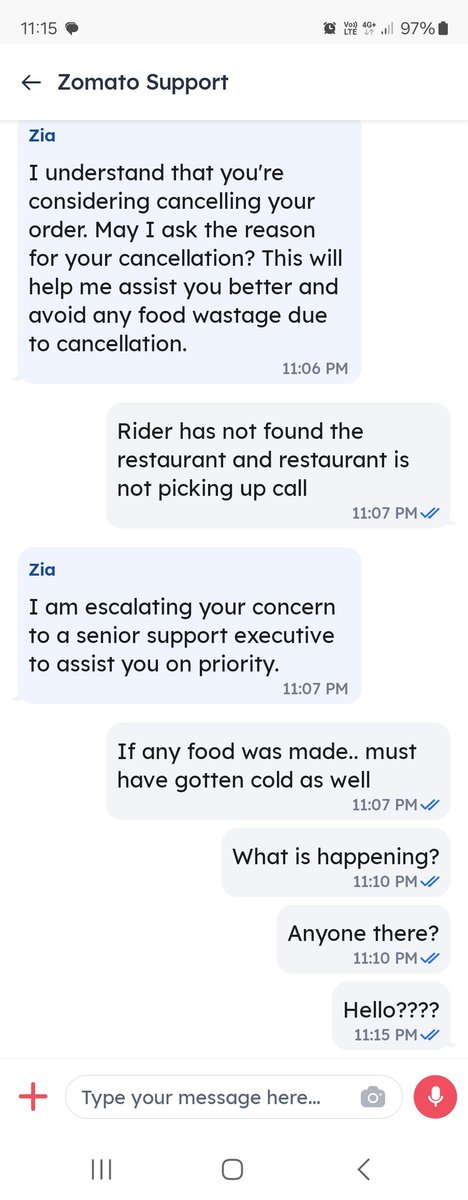 akshitchandra4's tweet photo. Restaurant not picking up, rider is lost and support is not responding. feeling hungry!!!

Do something

@deepigoyal @zomato  @zomatocare https://t.co/DbgfmVSMQG