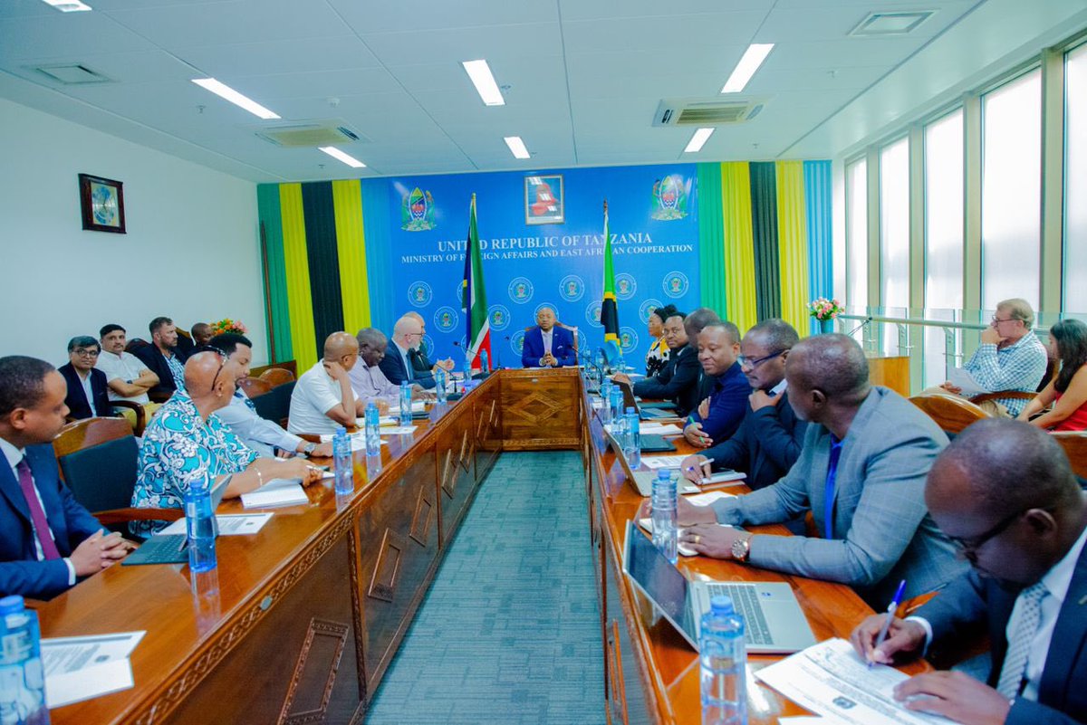 UbaloziPretoria's tweet photo. On January 31st, 2025, the High Commission of the United Republic of Tanzania to the Republic of South Africa hosted a meeting with representatives of the South African business community and investors at the Ministry of Foreign Affairs and East African Cooperation’s Sub-Office in Dar es Salaam.  The South African delegation was led by Mr. Manish Thakrar, Chairperson, South African Business Forum in Tanzania(SABF).

The meeting was opened by Ambassador Said Mussa Shaib, Deputy Permanent Secretary of the Ministry of Foreign Affairs and East African Cooperation. The session aimed to facilitate dialogue between South African investors and Tanzanian government entities responsible for coordinating business and investment activities.  

Attendees included representatives from:  
The President’s Office – Planning & Investment (PMO);The Ministry of Foreign Affairs and East African Cooperation (MFAEAC);  The Tanzania Investment Centre (TIC);  The Tanzania Revenue Authority (TRA);  Air Tanzania Company Limited (ATCL);  The Tanzania Trade Development Authority (TanTrade);  The Tanzania Ports Authority (TPA);  and The Tanzania Private Sector Foundation (TPSF).  

The meeting enabled a fruitful dialogue on the efforts made by the Tanzanian Government to create a conducive environment for investment; take stock of the 235 Investment Projects from South Africa in Tanzania, worth of 1 Billion USD, in the Manufacturing, Mining, Service, Tourism, Commercial Buildings and others. 

It also provided a platform for the government entities to present the deliberate government efforts to facilitate Foreign Direct Investments, as well as the efforts to develop infrastructures such as the road network in Tanzania; a Standard Gauge Railway and the resumption of the ATCL's direct passengers and cargo flights between Tanzania and South Africa.

The meeting also provided a platform for South African investors to share their opinion on the ongoing fiscal policy and regulatory measures undertaken by the government with a view to strength and promote bilateral trade and investment.

The event concluded as a fruitful and productive step toward deepening economic collaboration between the two nations for mutual benefit.