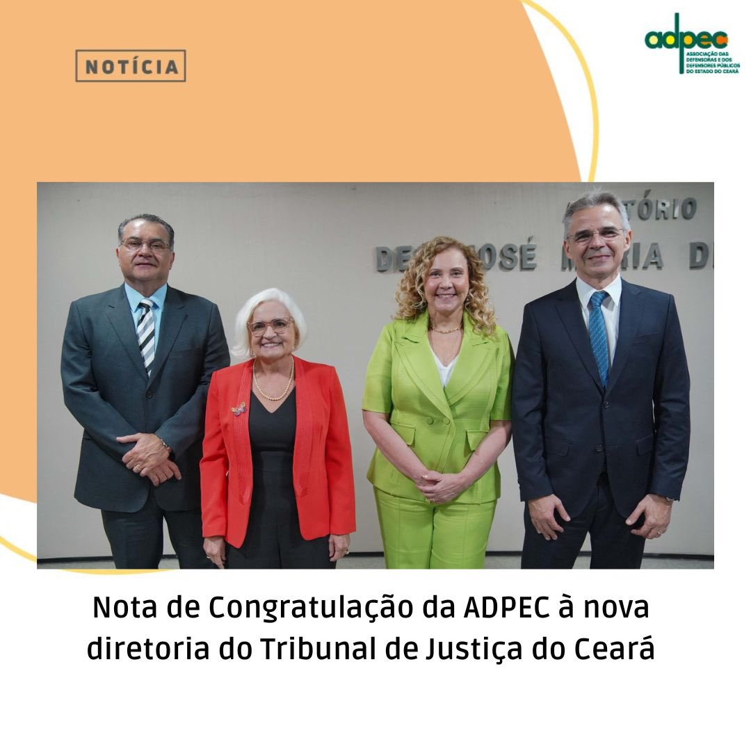 adpec_oficial's tweet photo. A ADPEC parabeniza a nova Diretoria do Tribunal de Justiça do Estado do Ceará (TJCE), que toma posse hoje. Este é um momento importante para o Judiciário cearense, e a ADPEC deseja êxito nas missões e desafios que se apresentam à frente dessa nova gestão. https://t.co/GvbLprePf4