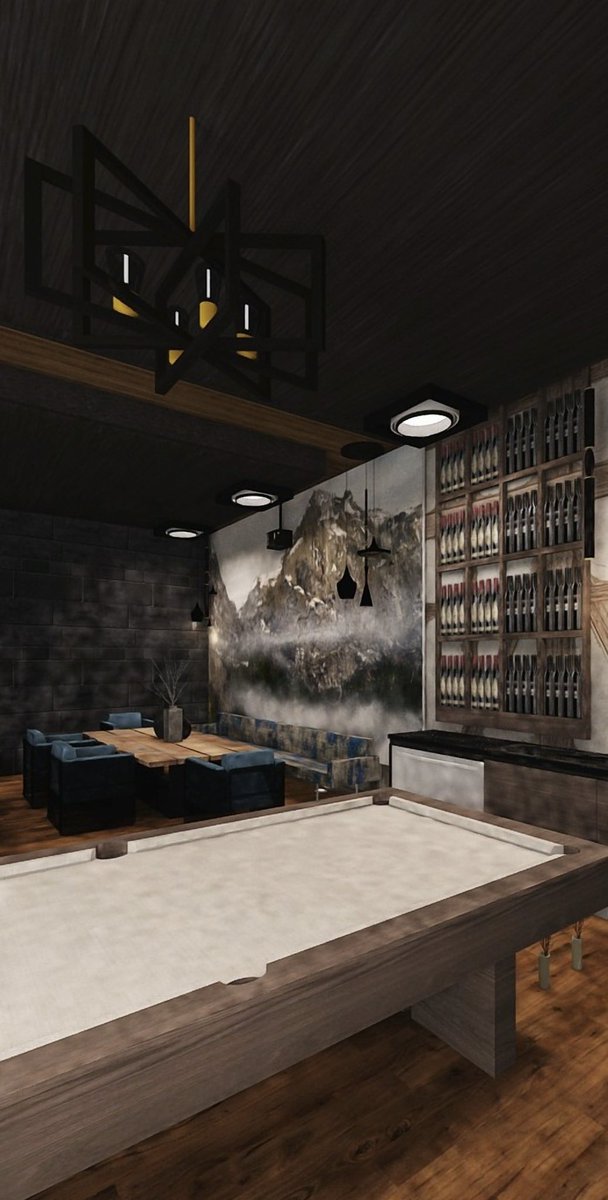 tammyrcreates's tweet image. More angles of the 3D visual concept for a basement renovation completed yesterday. The art on the walls are both my latest paintings. #tammycreates.design #3Drendering #visualconcept  #visualrenovationconcept #canadianborn #pennsylvaniaartist