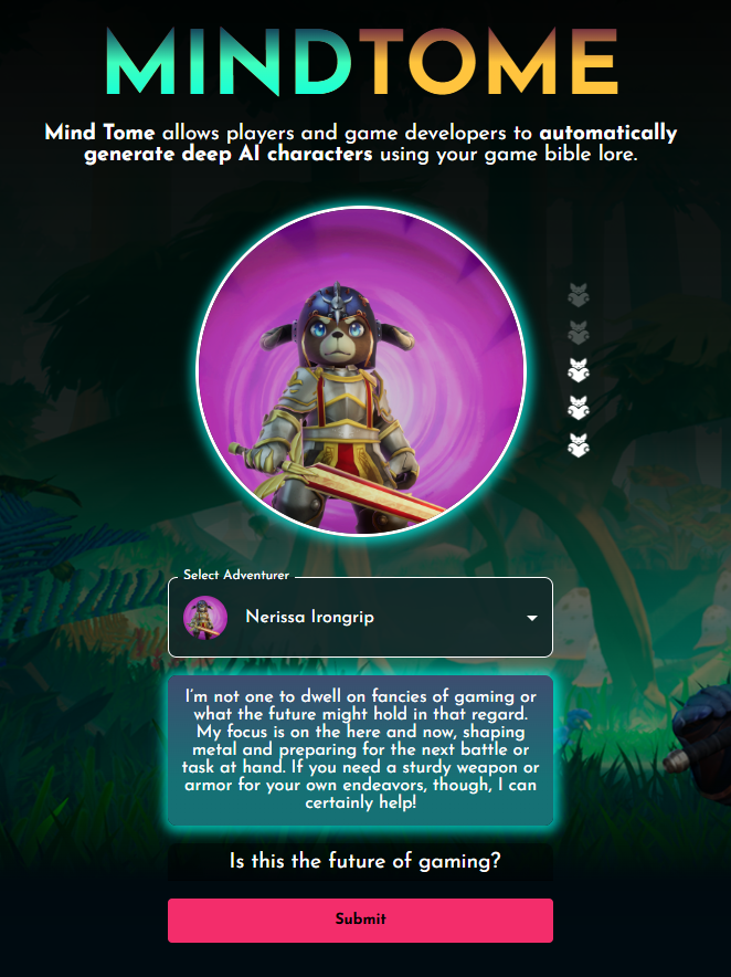 Today all 7500 Adventurer NFTs evolved into AI personas complete with their own lore-coherent backstory, world knowledge and secrets.

This is more than just a feat of AI scaling. Each mind is a puzzle to be unlocked by new type of gaming skill.

This is just the beginning.🤫