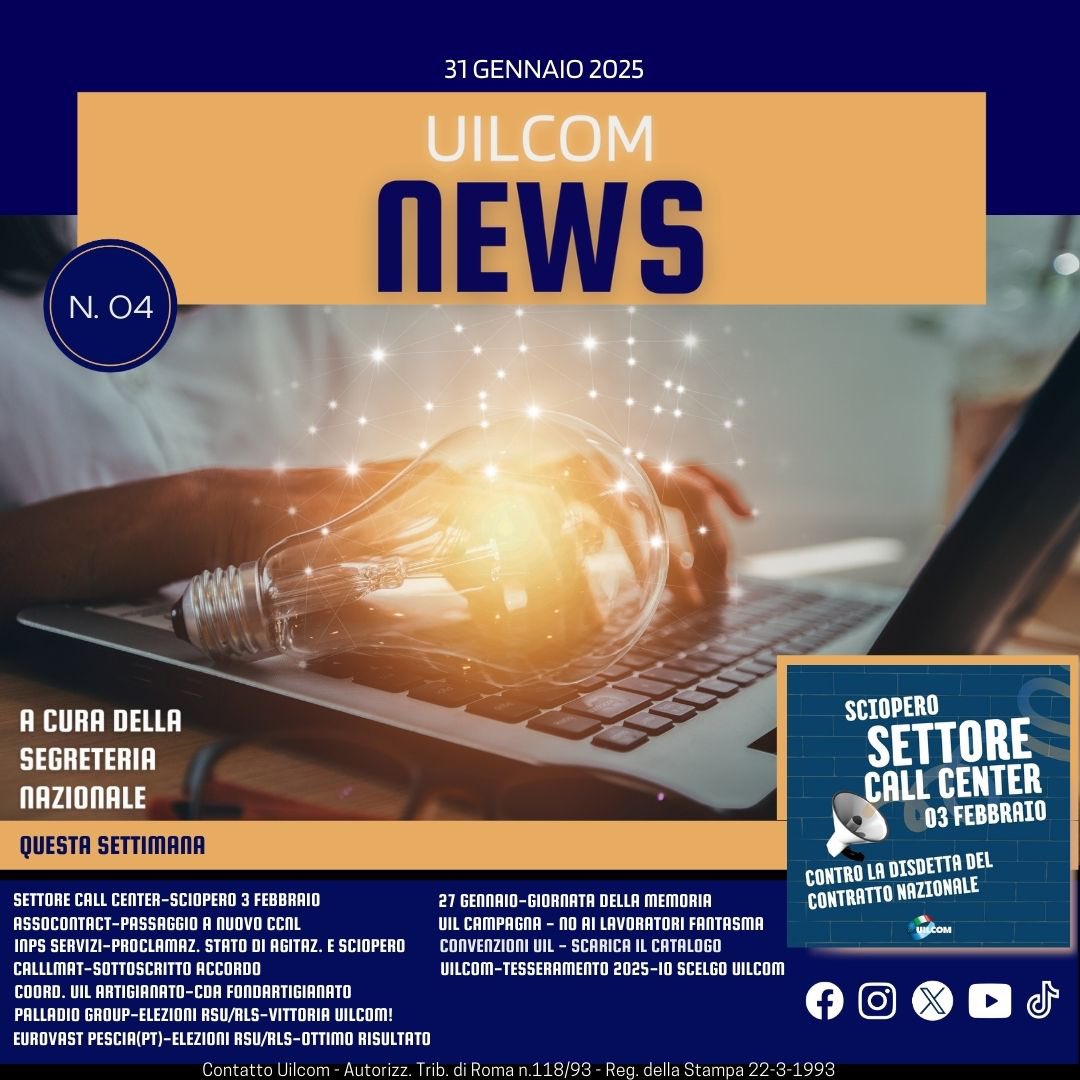 📣È online il IV numero di UILCOM NEWS a cura della Segreteria Nazionale
0️⃣4️⃣-2️⃣0️⃣2️⃣5️⃣

Leggi qui 

uilcom.it/wp-content/upl…