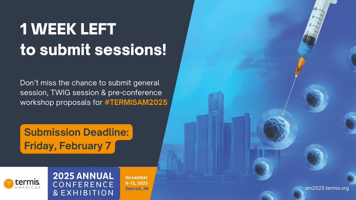 ❗ 1 WEEK LEFT until the submission deadline for #TERMISAM2025 general sessions, TWIG sessions &amp; pre-conference workshops! Make sure to submit your proposals by Friday, February 7. For more info &amp; to submit 👉 bit.ly/42i2u3z