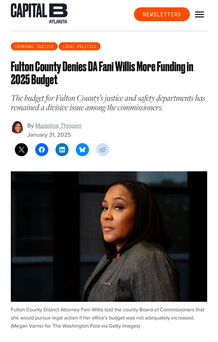 PhilHollowayEsq's tweet image. “The Fulton Co. Board of Commissioners opted against allocating a substantial monetary increase for the district attorney’s office”

It seems #FaniWillis’ chickens have come home to roost

Maybe she shouldn’t have embarrassed the county on the world stage by wasting tax dollars