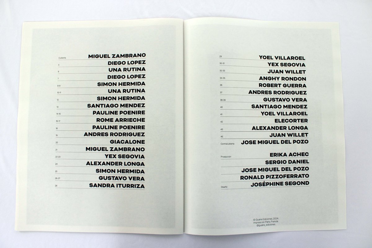 (2/4)
... Sandra Iturriza, Alexander Longa, Diego López, Santiago Méndez, Pauline Poenire, José Miguel del Pozo, Andrés Rodríguez, Anghy Rondón, Una Rutina, Yex Segovia, Gustavo Vera, Yoel Villaroel, Juan Willet y Miguel Zambrano.