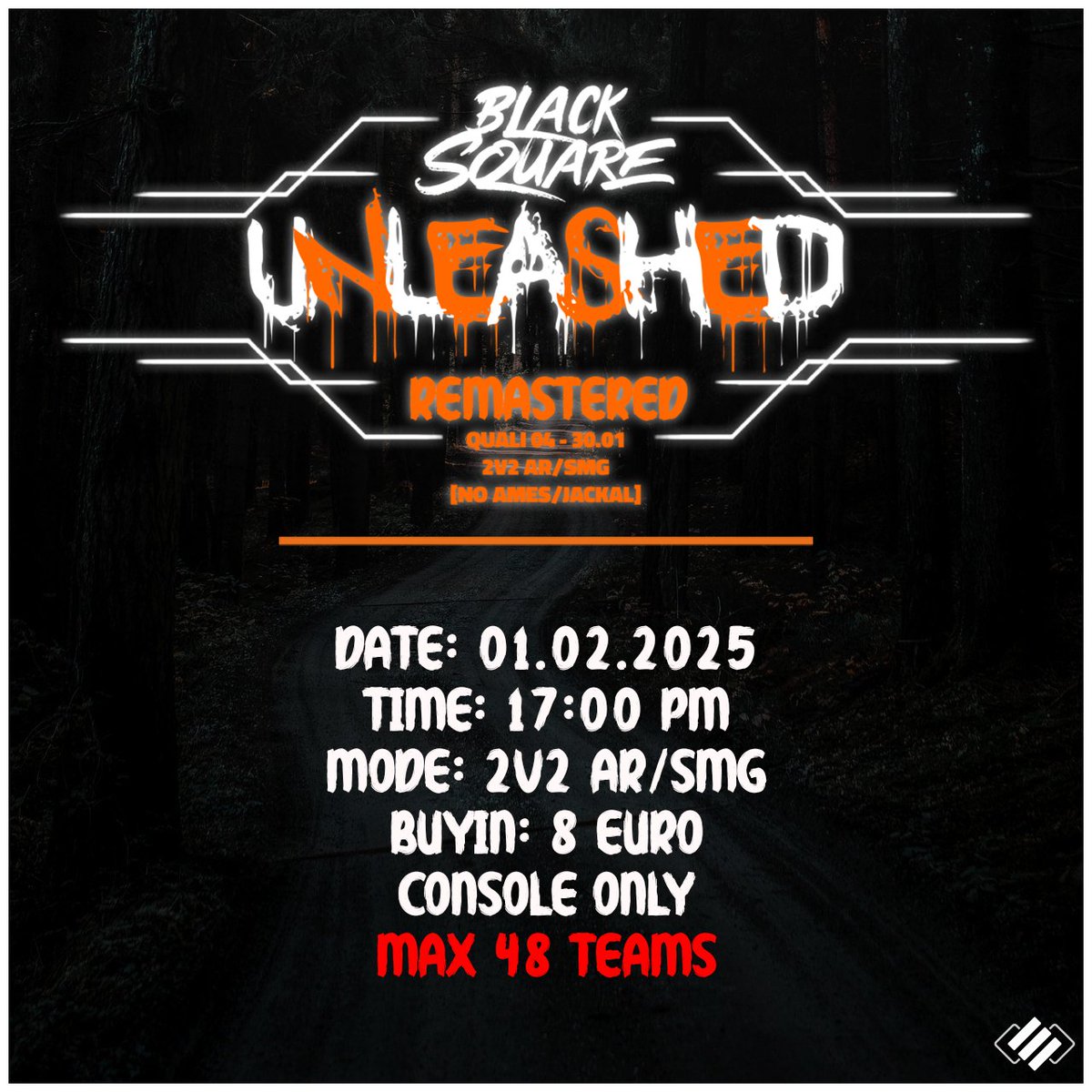 ◼️ Unleashed Remastered Quali #04 ◼️

Die beste Chance bisher auf Punkte gibts morgen ab 17 Uhr. 2v2 AR/SMG [No Ames/Jackal] steht als 4. Unleashed Remastered Qualifier an und pro Team sind bis zu 4 Squads möglich. Meldet euch an und schnappt euch die Punkte.

• 2v2 AR/SMG
• No