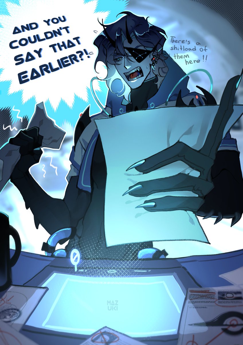 huyanma's tweet image. "Infiltrating Pulsar."
"Izu is searching for classified documents, while Elias and Akira are monitoring the operation remotely. Everything is going according to plan… Almost."

The first part of a mini-comic. And now I’m off to finish my commissions. 🚀 #OC #SERP #art