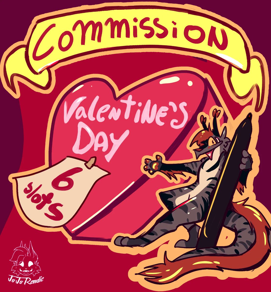 JoJoRendic's tweet photo. Valentine's day Commission 💖

❤️6 Slots 
❤️Prices only for two characters
❤️ If you are interested let me know in my DM
❤️Any info and TOS in my carrd 
https://t.co/sfXpWocfxR
#furryartwork #furrycommission https://t.co/yitQzn2gG5