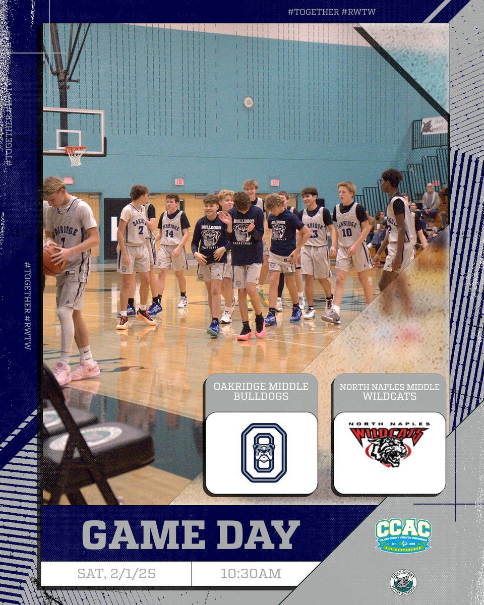 OMS Bulldogs Boys Hoops (@omshoops) on Twitter photo Tomorrow is GAME DAY!! Week 4 of <a href="/collierschools/">Collier County Public Schools</a> middle school boys hoops resumes in the Shark Tank <a href="/GCSharks/">GCHS Sharks</a>, as your fighting Bulldogs of <a href="/oms_bulldogs/">Oakridge Bulldogs</a> gear up for a rematch vs <a href="/NNMSWildcats/">NNMS</a>.
Tip-off is at 10:30am. Come support as we look to go 4-0! #Together #RWTW 🐾🏀 Tomorrow is GAME DAY!! Week 4 of <a href="/collierschools/">Collier County Public Schools</a> middle school boys hoops resumes in the Shark Tank <a href="/GCSharks/">GCHS Sharks</a>, as your fighting Bulldogs of <a href="/oms_bulldogs/">Oakridge Bulldogs</a> gear up for a rematch vs <a href="/NNMSWildcats/">NNMS</a>.
Tip-off is at 10:30am. Come support as we look to go 4-0! #Together #RWTW 🐾🏀