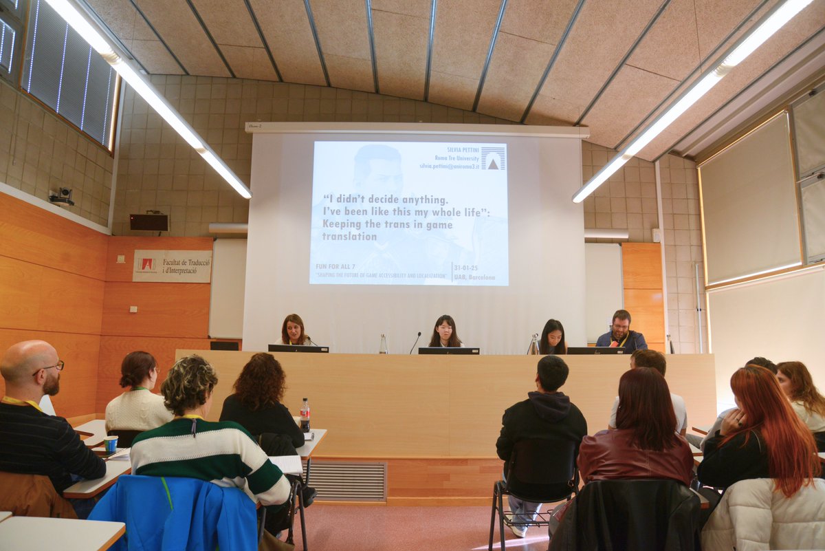 TransmediaCat's tweet photo. Silvia Pettini (Roma Tre University) analyzed the linguacultural representation of transness in video game localization, focusing on Krem from Dragon Age: Inquisition and the challenges of translating transgender identities.
#FunForAll2025 https://t.co/pF14OE8rmD