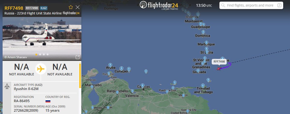 5472_nde's tweet photo. RFF7498 #RussianAF IL62M en-route to its ally #Venezuela 1351z https://t.co/Q0Bq4ba0It