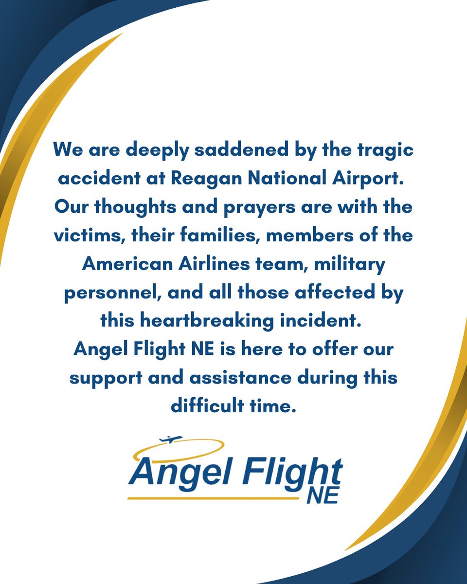 A Statement from Angel Flight NE regarding the tragic accident at Reagan National Airport.