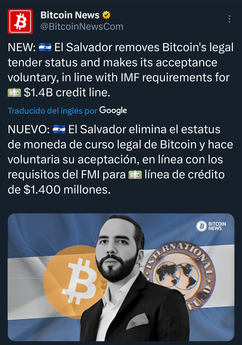 Buenos dias gente. Celebro la decisión. El Estado si tiene que forzar  Bitcoin en la gente es por que esta no esta preparada para usarlo. La  naturaleza del Estado moderno es vivir