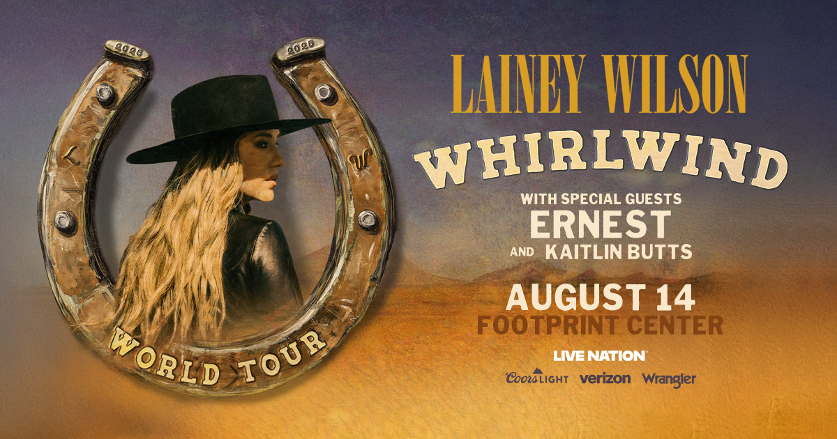 GET READY! ❤️ Lainey Wilson is coming to Footprint Center on August 14th for the Whirlwind World Tour with special guests ERNEST and Kaitlin Butts! Tickets go on sale Friday, Feb 7th at Livenation.com! Niko + Cheyenne also have your chance to win tickets!