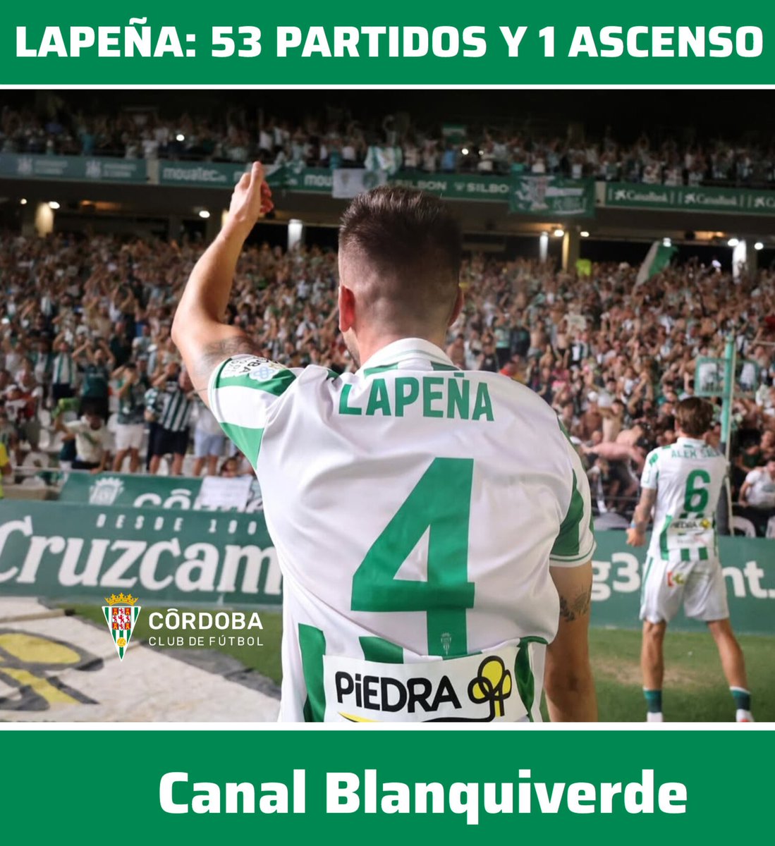 canblanquiverde's tweet photo. 📈 53 partidos, 3 goles y 1 ascenso de @Adrianlapenya con el #CórdobaCF. Se hizo líder en defensa tras la baja de Gudelj. Toda la suerte para él.

#futmasc #LaLigaHypermotion #SegundaDivisión https://t.co/G3PGDFRrGw