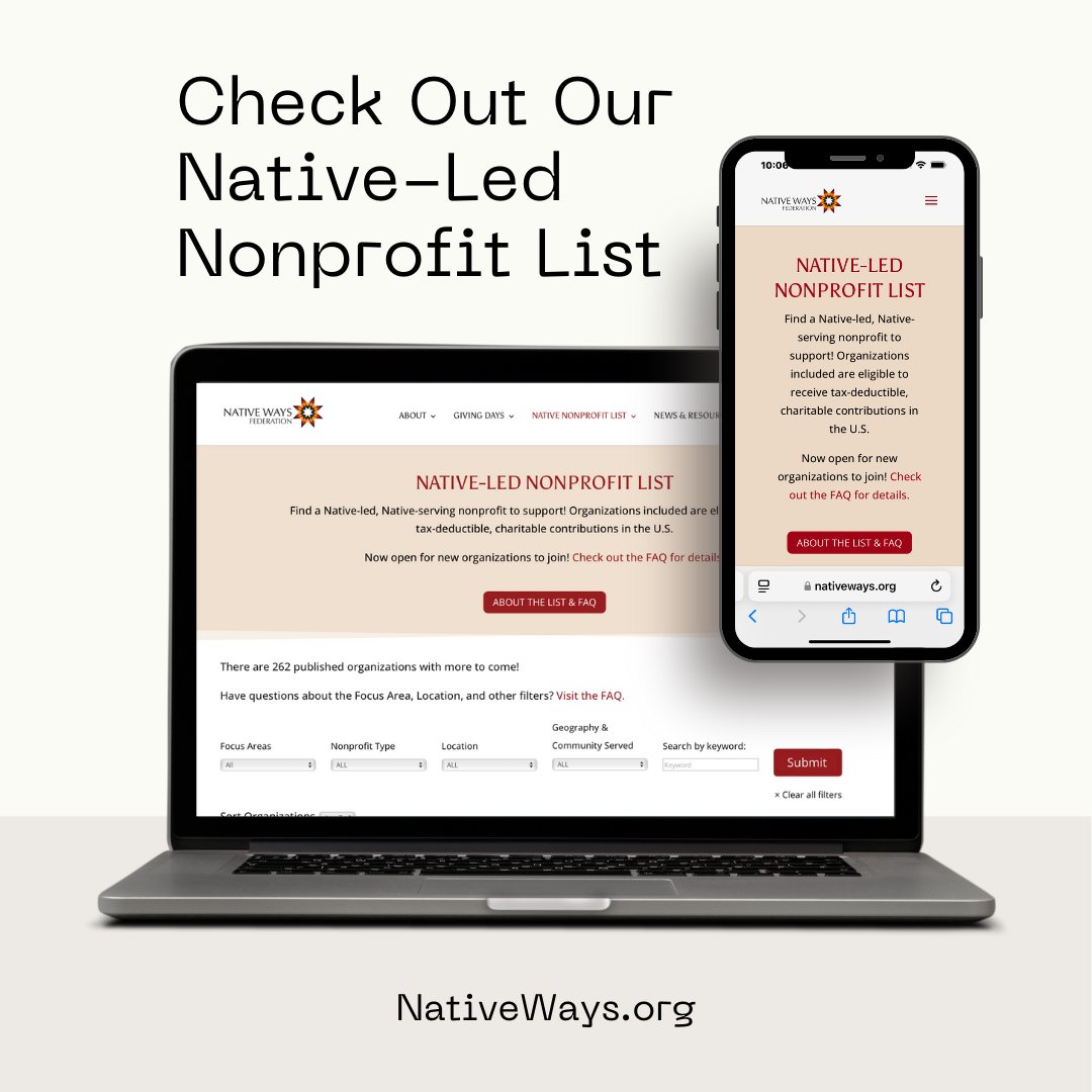 native_ways's tweet image. Looking to support Native communities? Check out our list and help them continue and grow their vital work. 🙌 
 
🔗 nativeways.org/nativenonprofi… 
 
#NativeLed #IndigenousImpact #SocialJustice #EnvironmentalStewardship #NativeNonprofits #GivingBack #ChangeMakers