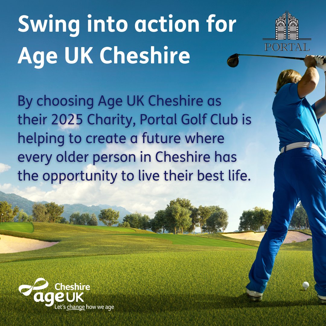Age UK Cheshire (@ageukcheshire) on Twitter photo Exciting news! ⛳💙 We’re thrilled to announce that <a href="/PortalGolfClub/">Portal Golf Club</a> has chosen Age UK Cheshire as their Chosen Charity for 2025! 🎉
Their support will make a huge difference in helping older people across Cheshire.
#FundraisingFriday #CharityOfTheYear #SupportingCharity Exciting news! ⛳💙 We’re thrilled to announce that <a href="/PortalGolfClub/">Portal Golf Club</a> has chosen Age UK Cheshire as their Chosen Charity for 2025! 🎉
Their support will make a huge difference in helping older people across Cheshire.
#FundraisingFriday #CharityOfTheYear #SupportingCharity