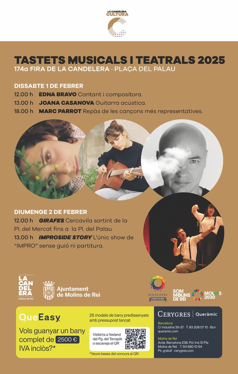 Demà tindrem a l'Edna Bravo als tastets musicals de la Fira de la Candelera de Molins de rei!

No hi podeu faltar✨