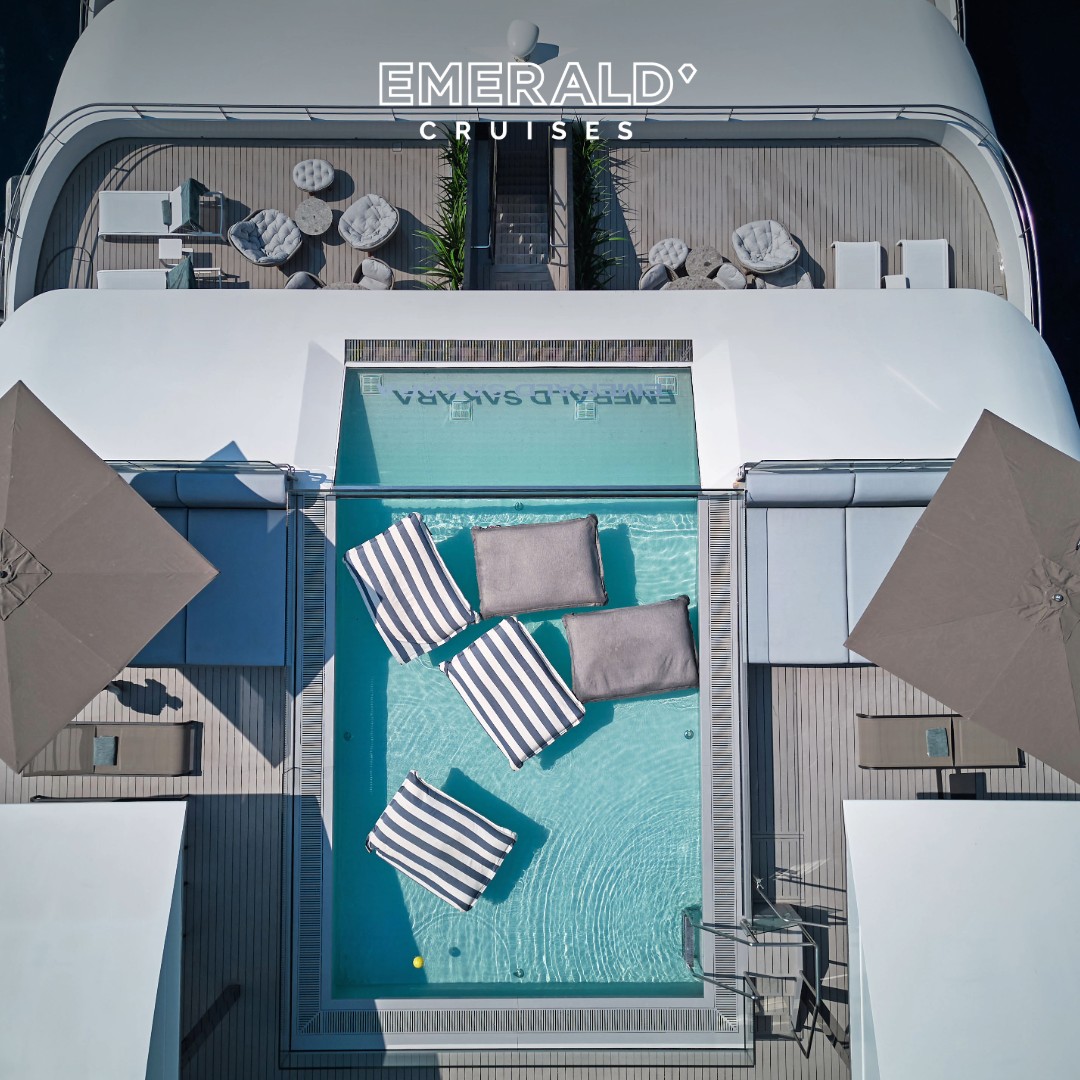 On board Emerald Sakara, the toughest decision is pool or ocean. Relax in the glass-edged infinity pool with stunning views from the Pool Deck, or dive straight into the crystal-clear sea from the Marina Platform for a more active escape. Where would you take a swim?