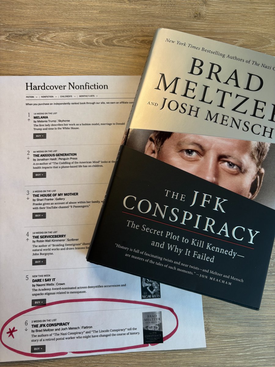 Josh Mensch (@joshmensch) on Twitter photo .<a href="/bradmeltzer/">Brad Meltzer</a> and I are grateful to everyone who picked up a copy of #TheJFKConspiracy so far, and to all the booksellers and librarians who have supported this launch. Thanks to you, the book is on the <a href="/nytbooks/">Ryan Ornelas</a> best seller list for another week. Grab a copy if you haven't yet! .<a href="/bradmeltzer/">Brad Meltzer</a> and I are grateful to everyone who picked up a copy of #TheJFKConspiracy so far, and to all the booksellers and librarians who have supported this launch. Thanks to you, the book is on the <a href="/nytbooks/">Ryan Ornelas</a> best seller list for another week. Grab a copy if you haven't yet!