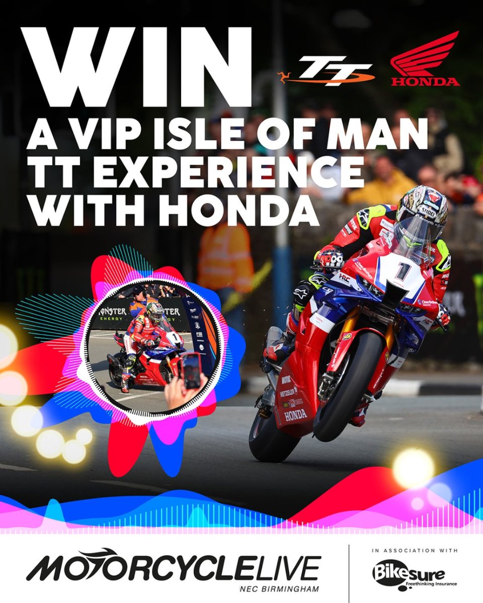 Motorcycle Live (@motorcyclelive) on Twitter photo Last chance saloon!!
Today is your final opportunity to enter our competition to be at the Isle of Man TT courtesy of Honda and get the full VIP experience.
All the details you need… brnw.ch/21wQnS9
#MCL25 #Honda #IsleOfManTT
<a href="/ttracesofficial/">Isle of Man TT Races</a> | <a href="/HondaRacingUK/">Honda Racing UK</a> Last chance saloon!!
Today is your final opportunity to enter our competition to be at the Isle of Man TT courtesy of Honda and get the full VIP experience.
All the details you need… brnw.ch/21wQnS9
#MCL25 #Honda #IsleOfManTT
<a href="/ttracesofficial/">Isle of Man TT Races</a> | <a href="/HondaRacingUK/">Honda Racing UK</a>