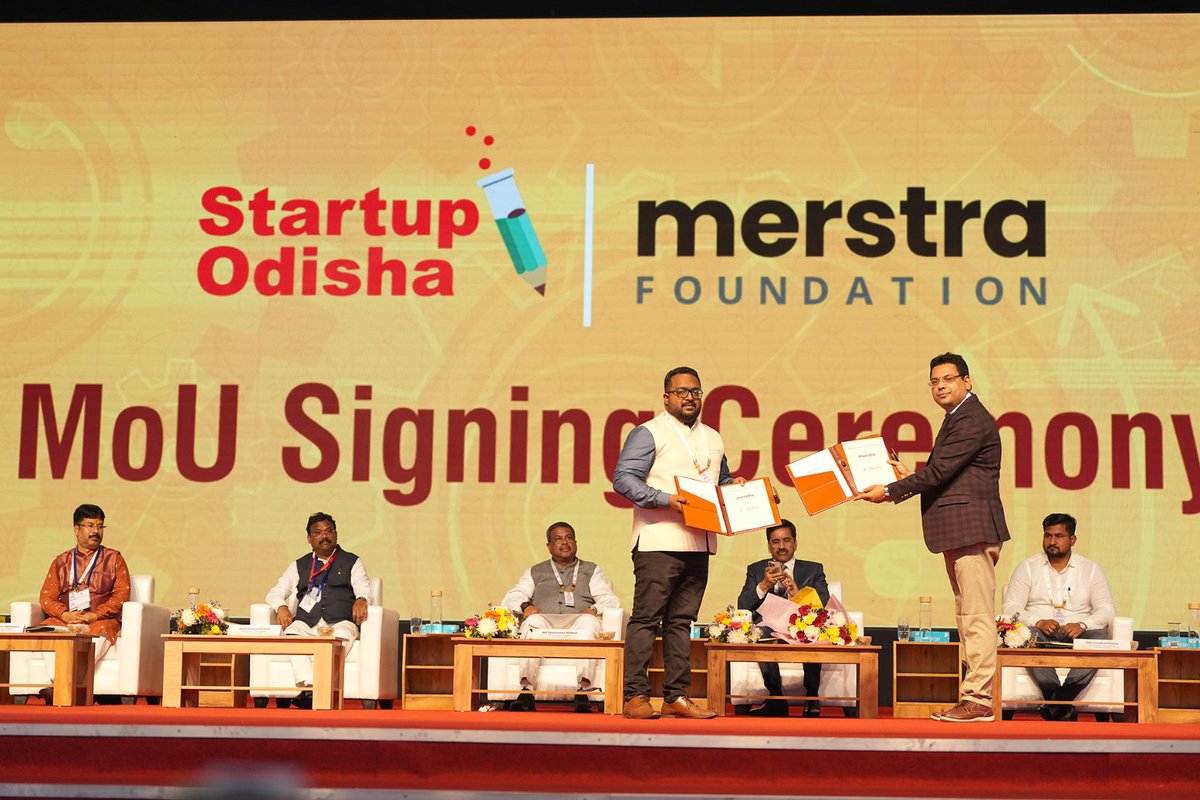 Startup Odisha and Merstra Foundation signed an MoU during Utkarsh Odisha 2025, empowering startups with tailored programs, due diligence support, research insights, and global market access initiatives, accelerating their journey toward success.  🤝

#UtkarshOdisha2025