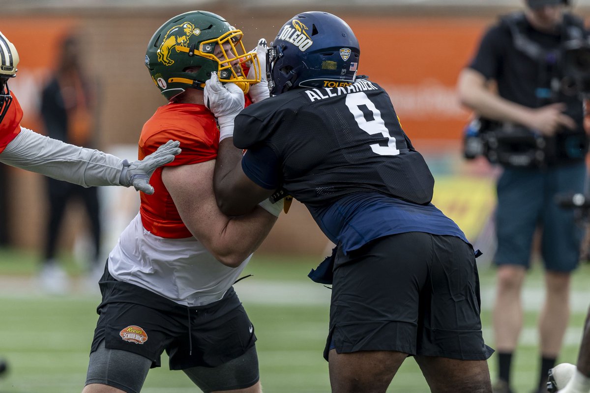 The biggest risers from a week of practice at the 2025 Senior Bowl, per <a href="/KyleCrabbs/">Kyle Crabbs</a> 📈

🚀 DT Darius Alexander, Toledo 
🦬 OL Grey Zabel, N. Dakota St.
🛡️ OT Carson Vinson, Alabama A&amp;M
💪 DL Shemar Stewart, Texas A&amp;M
🐸 WR Jack Bech, TCU
♦️ DT Junior Tafuna, Utah
🌀 TE Elijah