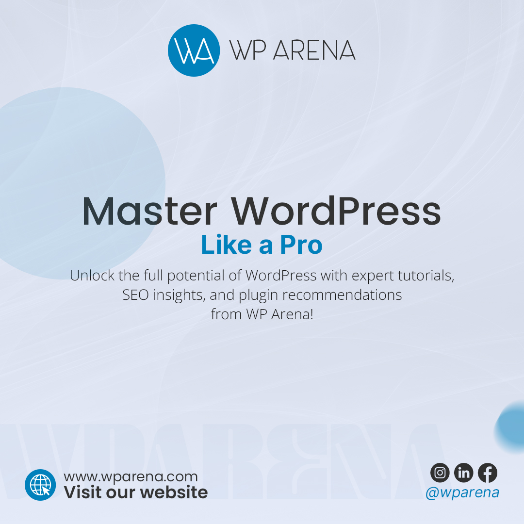 WPArena's tweet photo. Master WordPress like a pro with WP Arena! Get expert tutorials, SEO tips, and top plugin recommendations to take your site to the next level. 
 Visit our website now!  https://t.co/rhVnhLeR7I 
 #WordPress #WPArena #SEOTips #WPPlugins #WebsiteGrowth https://t.co/EP0xgeqKvS