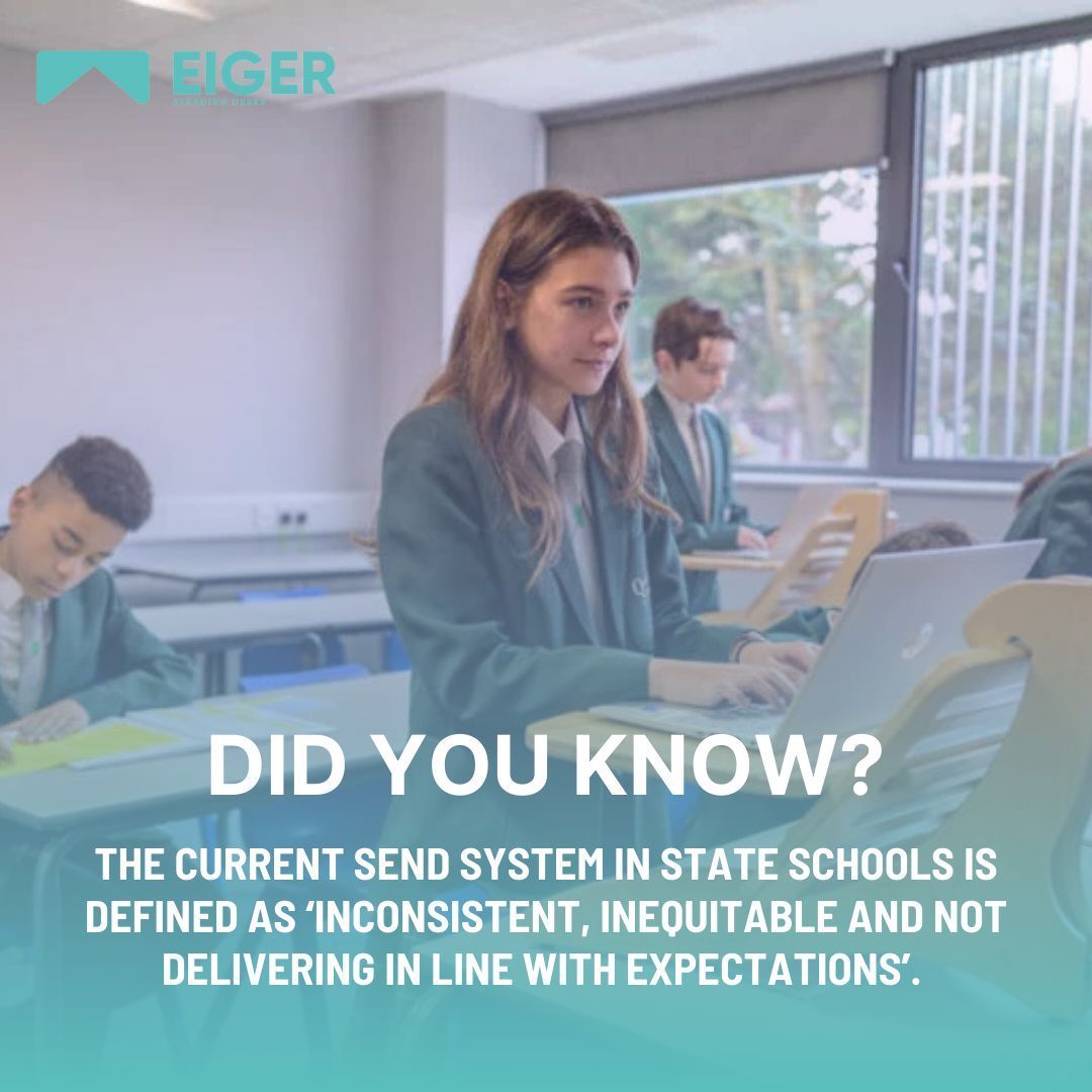 StandingDeskUK's tweet photo. The SEND system in schools is defined as ‘not delivering in line with expectations’. 

We stand by accessibility in schools, creating desks that offer #neurodiverse children the same chance at education as a neurotypical child. 

https://t.co/VPvTs5rp3o

#headteacher #SEND #ADHD https://t.co/Xa8Hl424xe