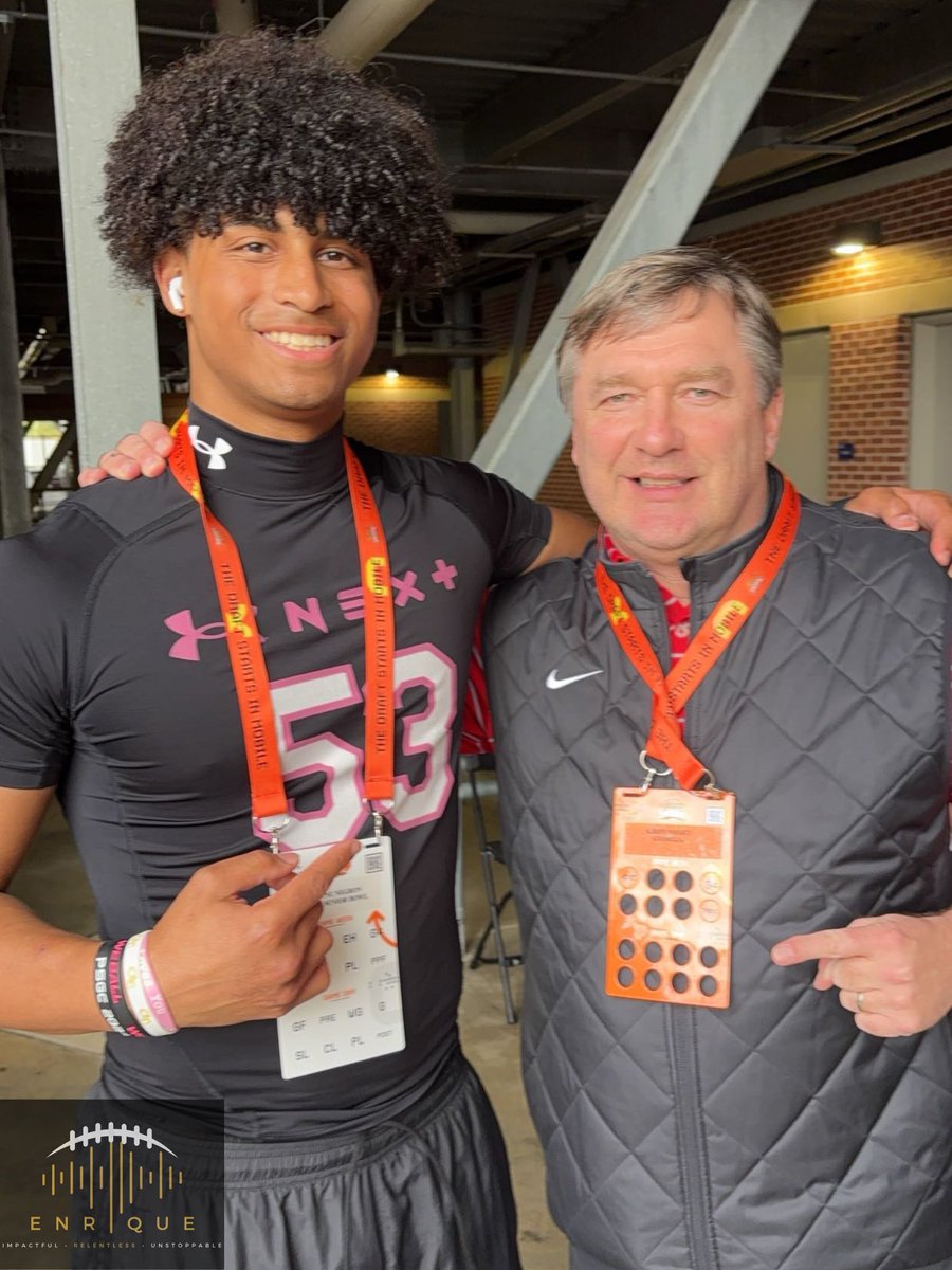 Honored to connect with one of the greatest, <a href="/KirbySmartUGA/">Coach Kirby Smart</a>, at the <a href="/seniorbowl/">Panini Senior Bowl</a>! Soaking it all in. I am surrounded by excellence. 

#ThisIsEnrique
#ImpactfulRelentlessUnstoppable 
#MakingWaves

#ReesesSeniorBowl 

#FindAWay 
#LionsDen #TeamCaptain #ClassOf2025 

<a href="/PTRFootball/">Peachtree Ridge Football</a>