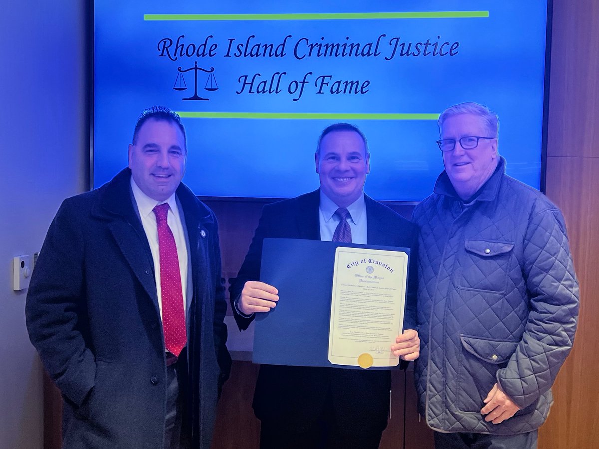 Congratulations to CPD Chief Colonel Michael Winquist who last night was inducted as a member of the 2024 Rhode Island Criminal Justice Hall of Fame! Col. Winquist has served the City of Cranston with integrity and compassion, leading a profound legacy as Chief of CPD since 2014