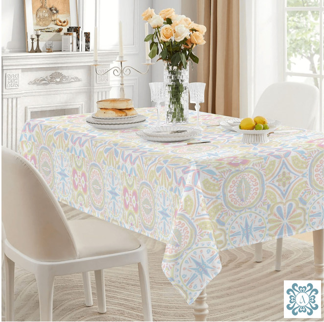 BuyPortuguese's tweet image. Elevate your dining space with the Doces Tablecloth.  Inspired by azulejo tilework, it features soft pastel hues —perfect for spring gatherings, Easter brunches, or everyday meals. 

#SpringTableDecor #AzulejoInspired #EasterBrunch  
aleaure.com/products/doces…
