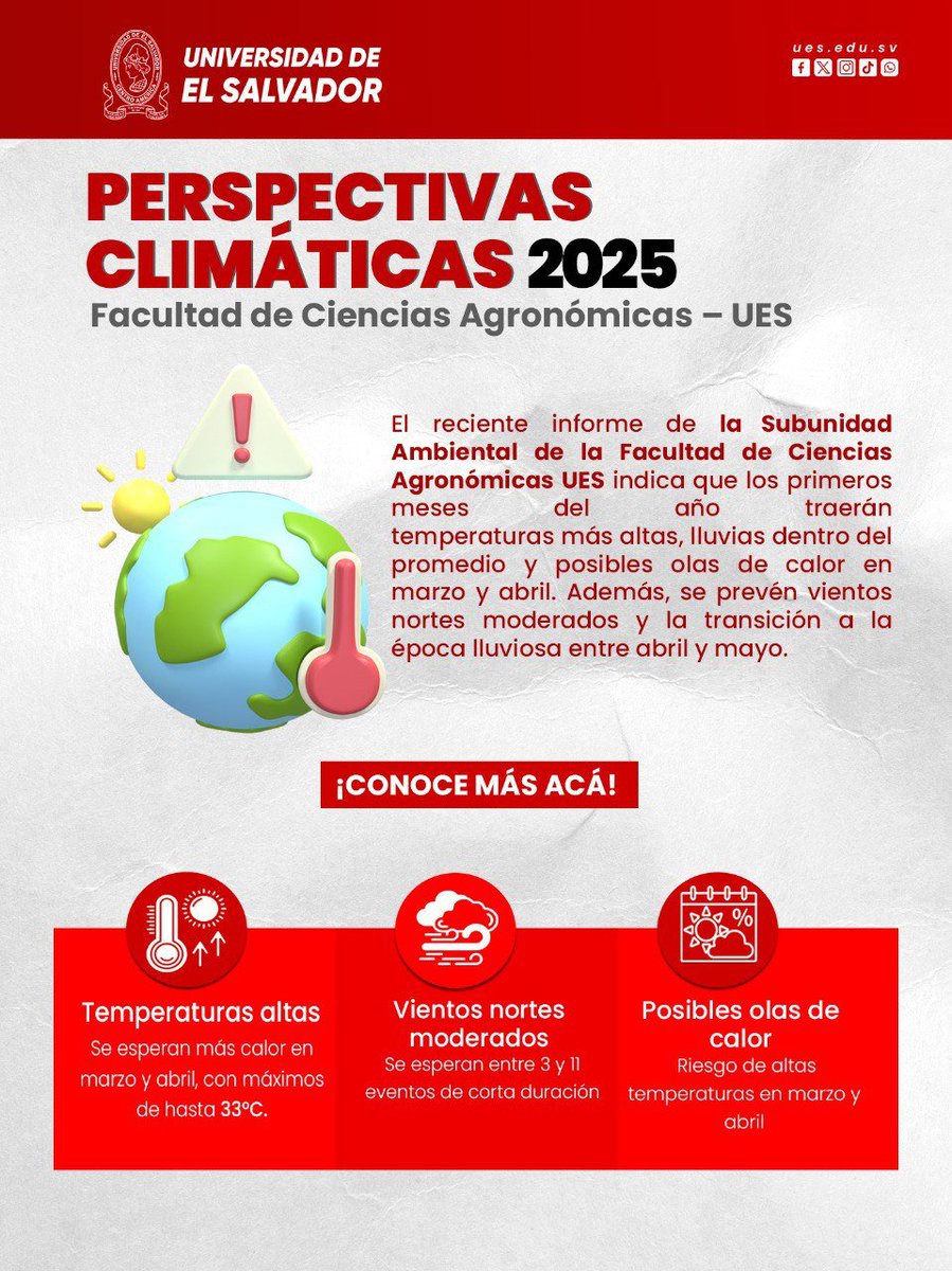 UESoficial's tweet photo. 🔬🌱 Nuestra #ProyecciónSocialUES sigue marcando la diferencia. La Facultad de Ciencias Agronómicas presenta perspectivas climáticas 2025, reafirmando el compromiso de #LaUES con el aporte científico y la gestión ambiental. 🌍🌿📊 https://t.co/67NRspA10V