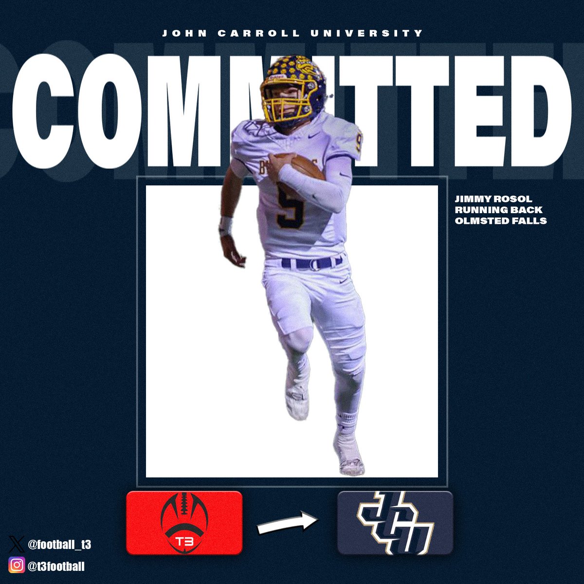 T3 Football (@football_t3) on Twitter photo Congrats to T3 Football 🏈 Athlete| Jimmy Rosol | 2025 | <a href="/J_Rosol32/">Jimmy Rosol</a> | ATH | from Olmsted Falls High School | on his commitment to John Carroll University | <a href="/JCUFootball/">John Carroll Football</a> | #T3Football Congrats to T3 Football 🏈 Athlete| Jimmy Rosol | 2025 | <a href="/J_Rosol32/">Jimmy Rosol</a> | ATH | from Olmsted Falls High School | on his commitment to John Carroll University | <a href="/JCUFootball/">John Carroll Football</a> | #T3Football
