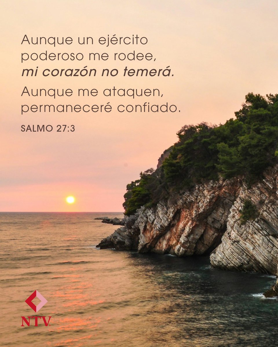 Aunque un ejército poderoso me rodee,
mi corazón no temerá.
Aunque me ataquen,
permaneceré confiado.
Salmo 27:3, NTV