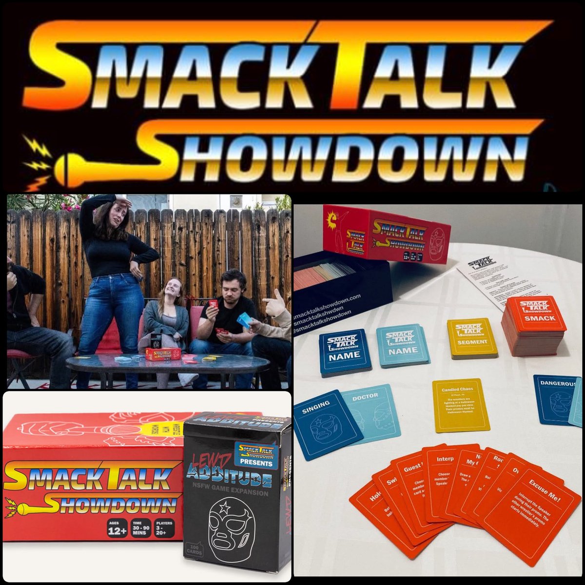 FocusProWrestle's tweet image. .@SmackTalkShwdwn  is the pro wrestling promo party card game! 

Cut promos on your friends like The Rock, Stone Cold, Kevin Owens or MJF!

smacktalkshowdown.com

#partygame #prowrestling #party #partygames