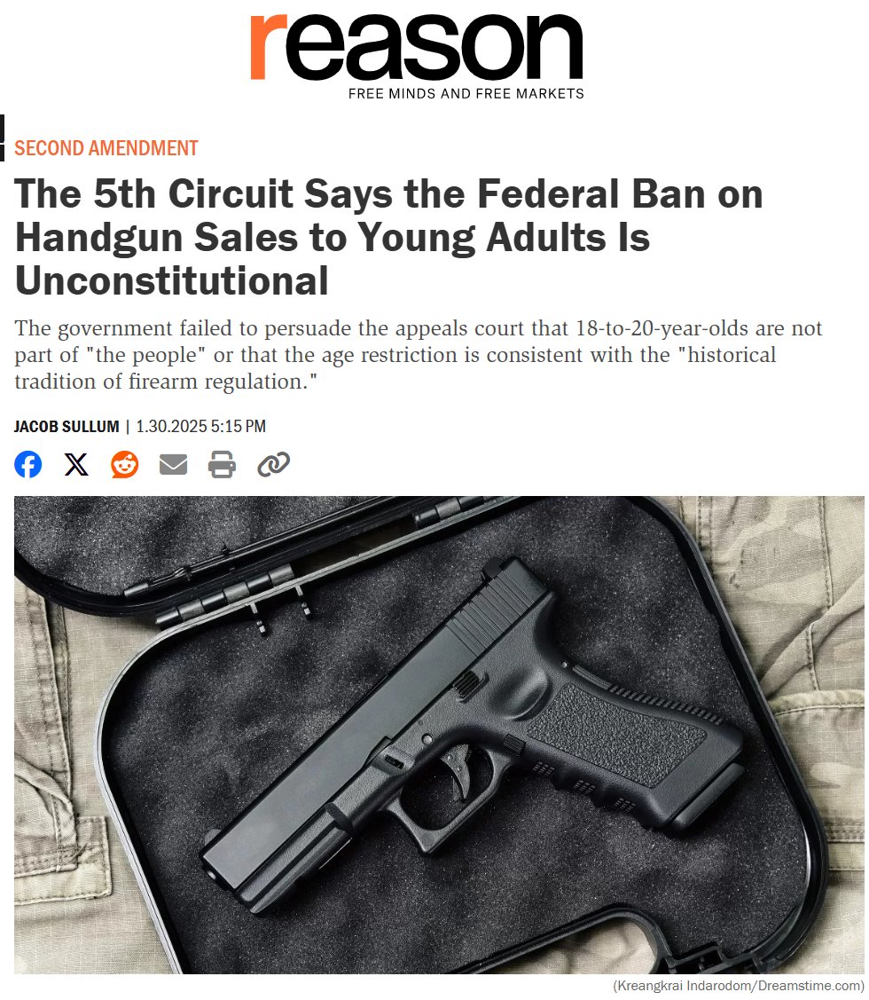 UPMHPM's tweet image. This! 👇🏻🧐More winning! 🔥#2A #AmericaFirst #ShallNotBeInfringed
reason.com/2025/01/30/the…