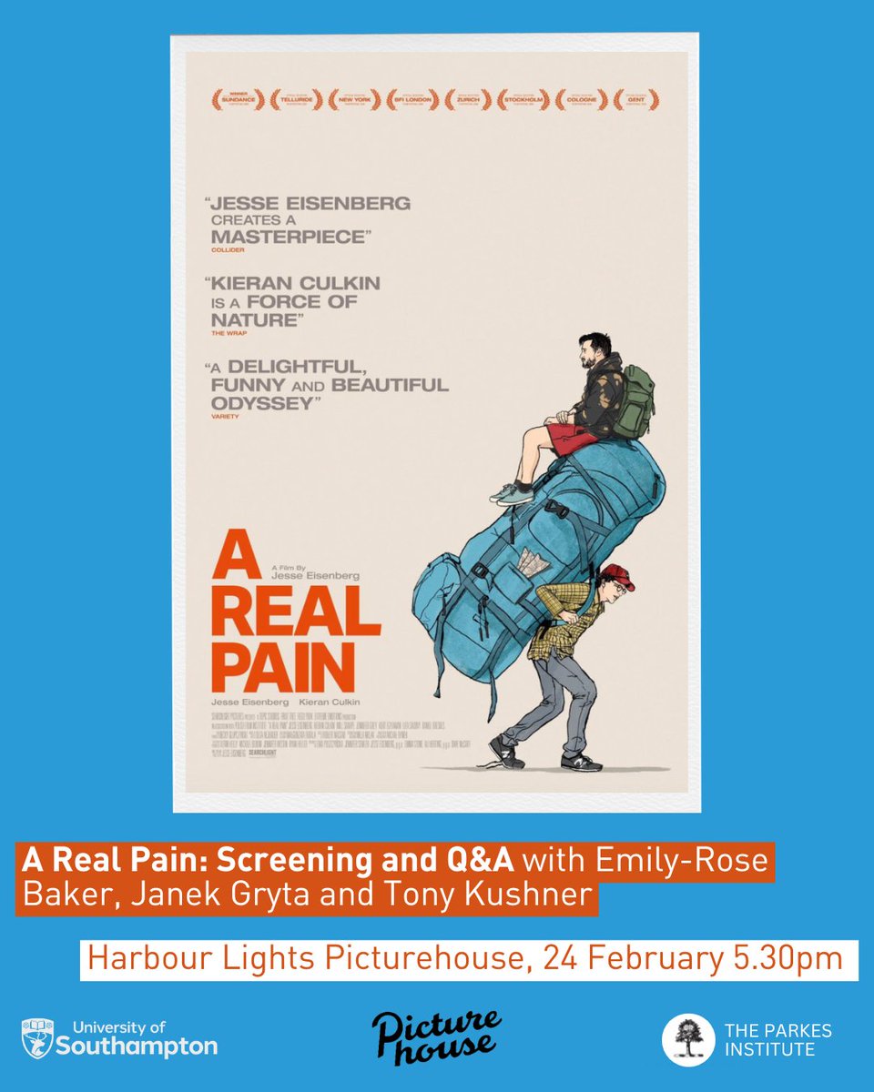 Parkes Institute (@parkesinstitute) on Twitter photo 🎥 On Monday 24th February, we are holding a screening and roundtable event on Jesse Eisenberg’s 2025 film ’A Real Pain’ at <a href="/HarbourLightsPH/">Harbour Lights Picturehouse</a> cinema in Southampton.
🔗 Book your tickets here: southampton.ac.uk/parkes/news/ev… 🎥 On Monday 24th February, we are holding a screening and roundtable event on Jesse Eisenberg’s 2025 film ’A Real Pain’ at <a href="/HarbourLightsPH/">Harbour Lights Picturehouse</a> cinema in Southampton.
🔗 Book your tickets here: southampton.ac.uk/parkes/news/ev…