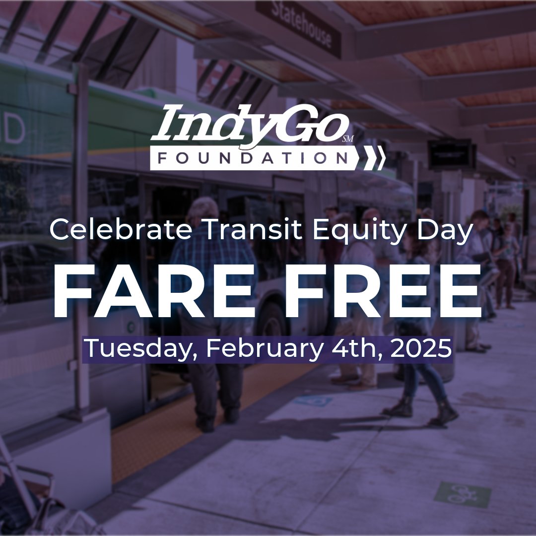 This Transit Equity Day (Feb. 4), we're proud to announce FREE bus fare for all IndyGo riders! Join us in honoring civil rights leader Rosa Parks on her birthday as we work towards making public transportation accessible and equitable for all.
