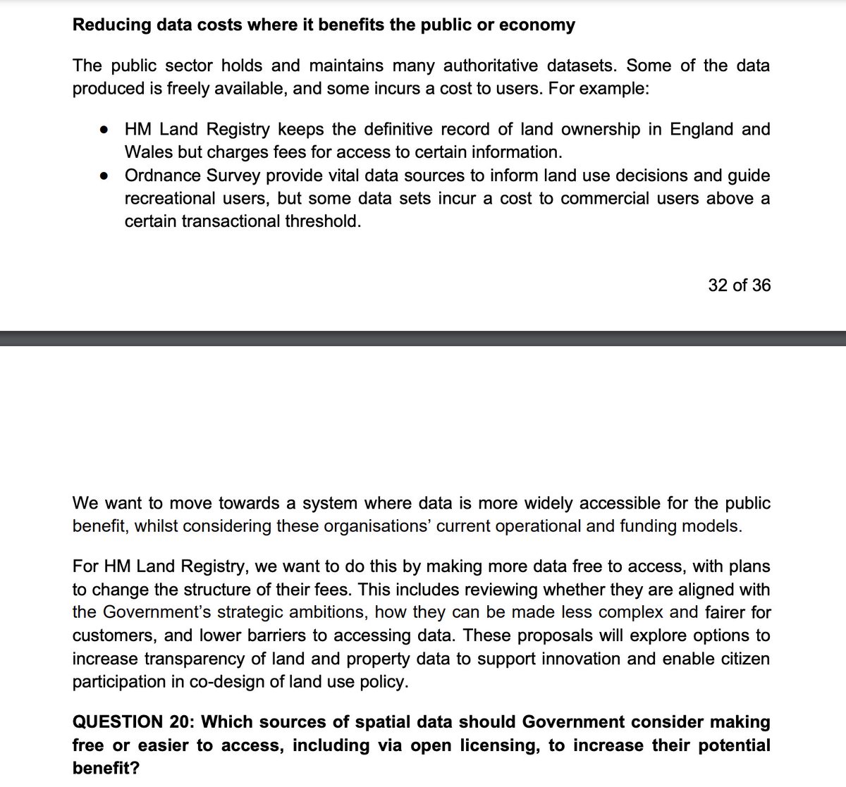 Hey data nerds, Defra has launched a 'Land Use Consultation' which says government wants to:
- make [geospatial] more data accessible for public benefit
- free up more Land Registry data
- explore options to increase transparency of land &amp; property data.
consult.defra.gov.uk/land-use-frame…