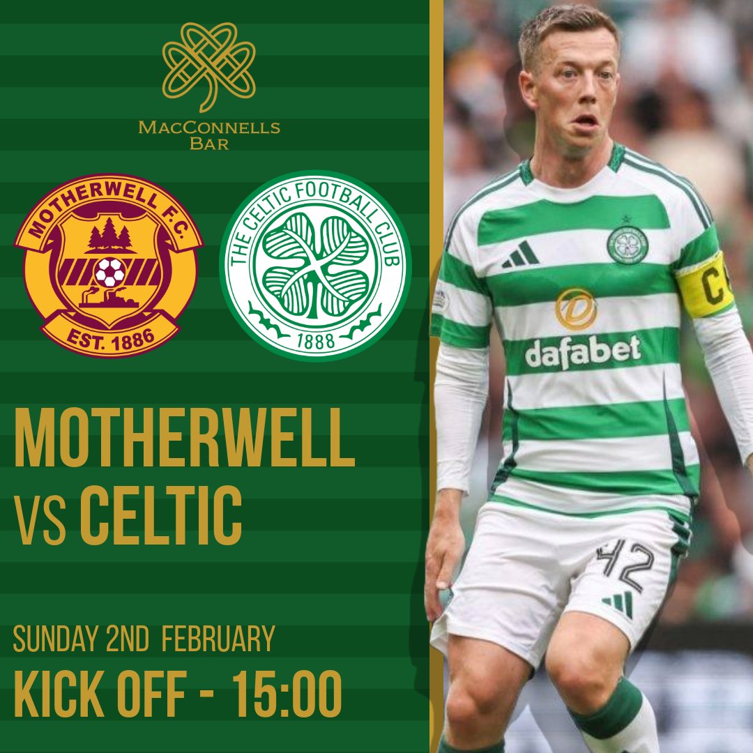 Celtic are back in action tomorrow! 😍🍀

Join us here at MacConnells as Celtic face Motherwell at Fir Park tomorrow, kick-off 3pm ⚽️🍻
