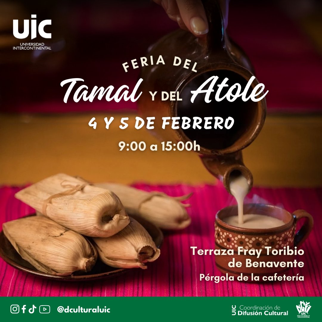 📷𝑭𝒆𝒓𝒊𝒂 𝒅𝒆𝒍 𝑻𝒂𝒎𝒂𝒍 𝒚 𝒅𝒆𝒍 𝑨𝒕𝒐𝒍𝒆 📷
¿Te tocó el Niñito en la rosca?
No te pierdas la feria que reune una gran variedad de deliciosos tamales.
#Tamales #CulturaUIC #Candelaria