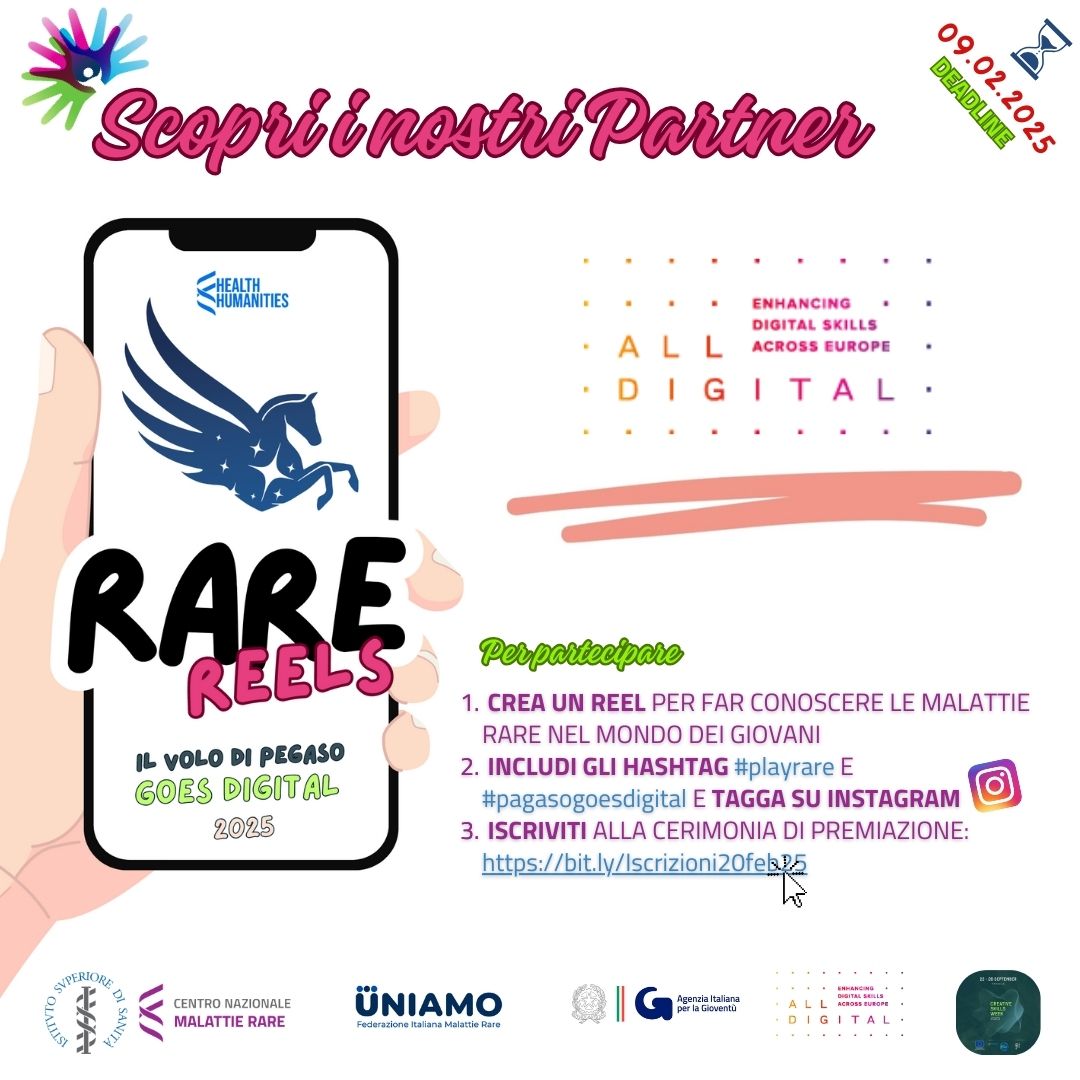 𝐀𝐥𝐥 𝐃𝐢𝐠𝐢𝐭𝐚𝐥 è uno dei Partner del contest #rarereels #pegasogoesdigital 2025!

🔍 Scopri di più sul Partner: all-digital.org

➡️ Partecipando al contest, grazie al suo contributo, potrai vincere un premio speciale!