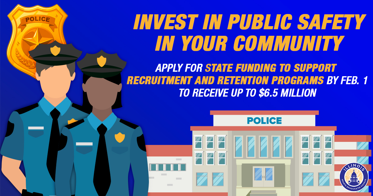 Through Feb. 1, Illinois law enforcement agencies can apply for $6.5 million in state funding to support recruitment and retention programs. Learn more and apply: shorturl.at/UkDHa