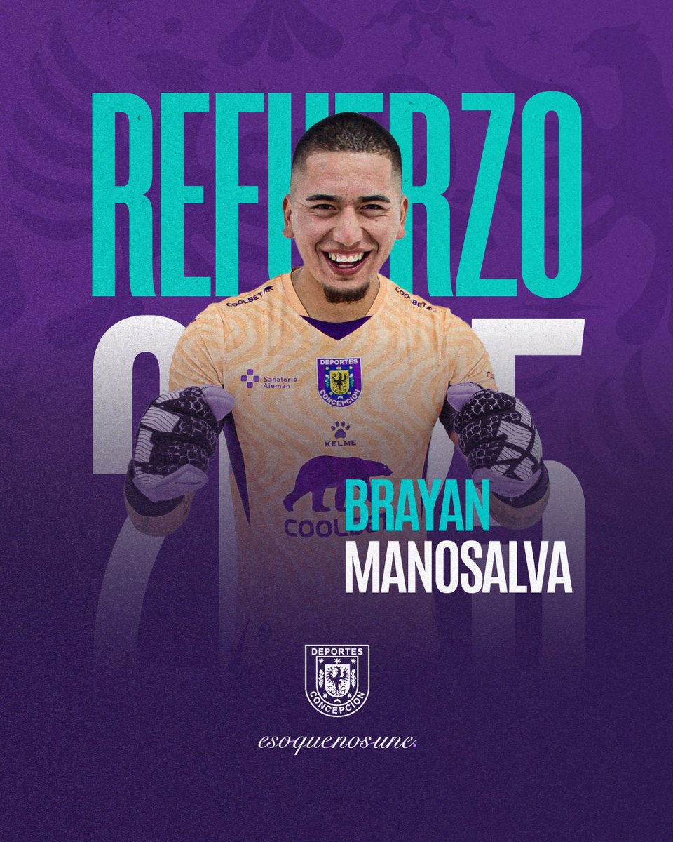 elconce_cl's tweet photo. ¡Bienvenido nuevamente al León, Brayan querido! 🦁💜 Brayan Manosalva se suma a Deportes Concepción para la temporada 2025.

El arquero de 28 años registra pasos en Huachipato, San Marcos de Arica, San Luis de Quillota, Deportes Concepción, Real San Joaquín y en la Selección Chilena Sub 20 🇨🇱 

¡Mucho éxito en el Conce, León! 🧤🔥

#Leones2025
