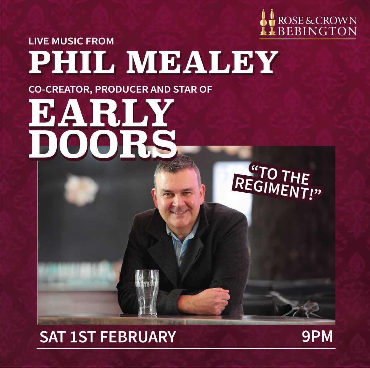 The Rose and Crown (@roseandcrownbeb) on Twitter photo Phil Mealey from inside your TV will be playing here on Saturday from 9pm!
Phil co created & starred in Early Doors, as well as writing episodes of The Royle Family.
Join <a href="/PhilMealey/">@PhilMealey.bsky.social</a> for a couple of hours of his entertaining live music set from 9pm! Phil Mealey from inside your TV will be playing here on Saturday from 9pm!
Phil co created & starred in Early Doors, as well as writing episodes of The Royle Family.
Join <a href="/PhilMealey/">@PhilMealey.bsky.social</a> for a couple of hours of his entertaining live music set from 9pm!