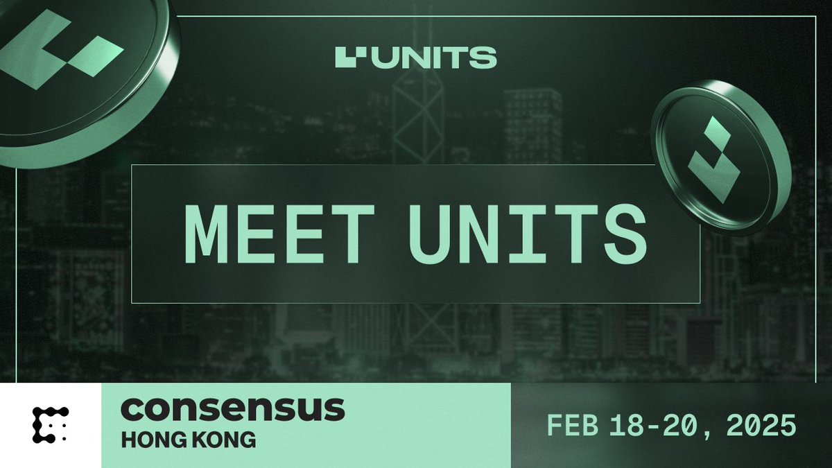 UnitsNetwork's tweet image. 🇭🇰 EVENT: The Units team joins @consensus_hk 2025
If you are around, join us live in person! We’re excited to connect with everyone—reach out to set up a time to chat 🗓
See you there! ✈️