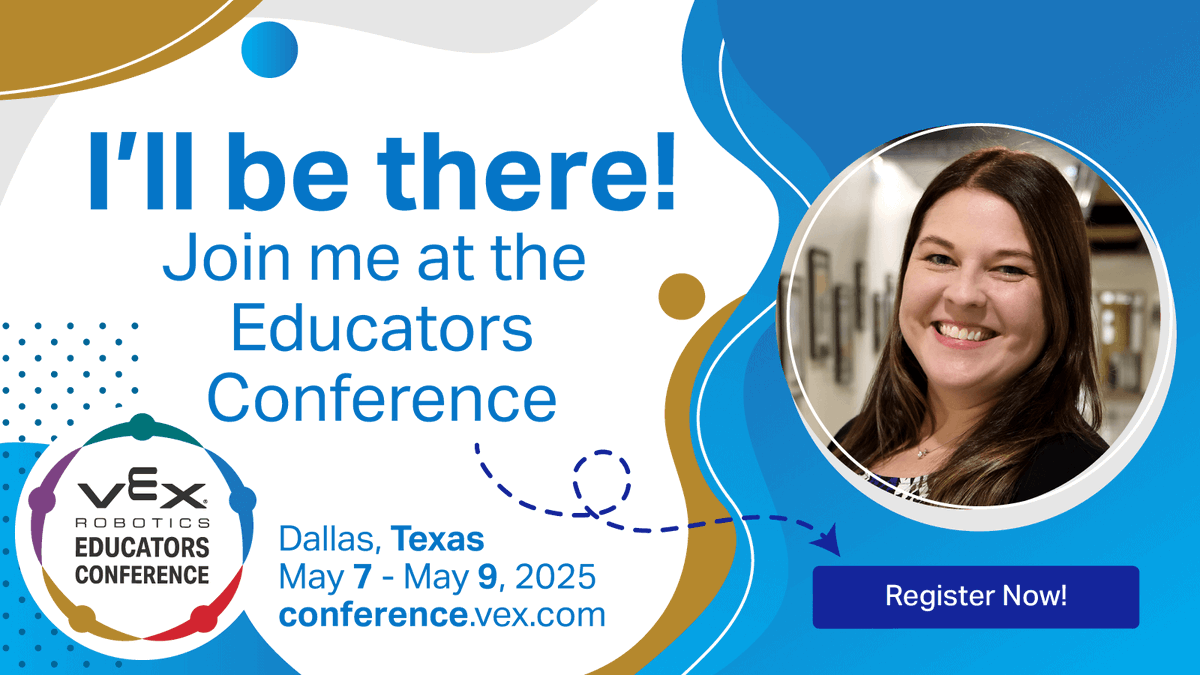 Mrs_Atkins's tweet photo. Will I see you at the @VEXRobotics Educators Conference, May 7-9, 2025, in Dallas? @PeggyHall_CISD  &amp; I will be sharing ways to connect Vex to content! We love exploring the possibilities with STEM education. #VEXConference #ComalDL
🔗 Register here: https://t.co/Izoc5AyhcH https://t.co/m91iNL5pXN