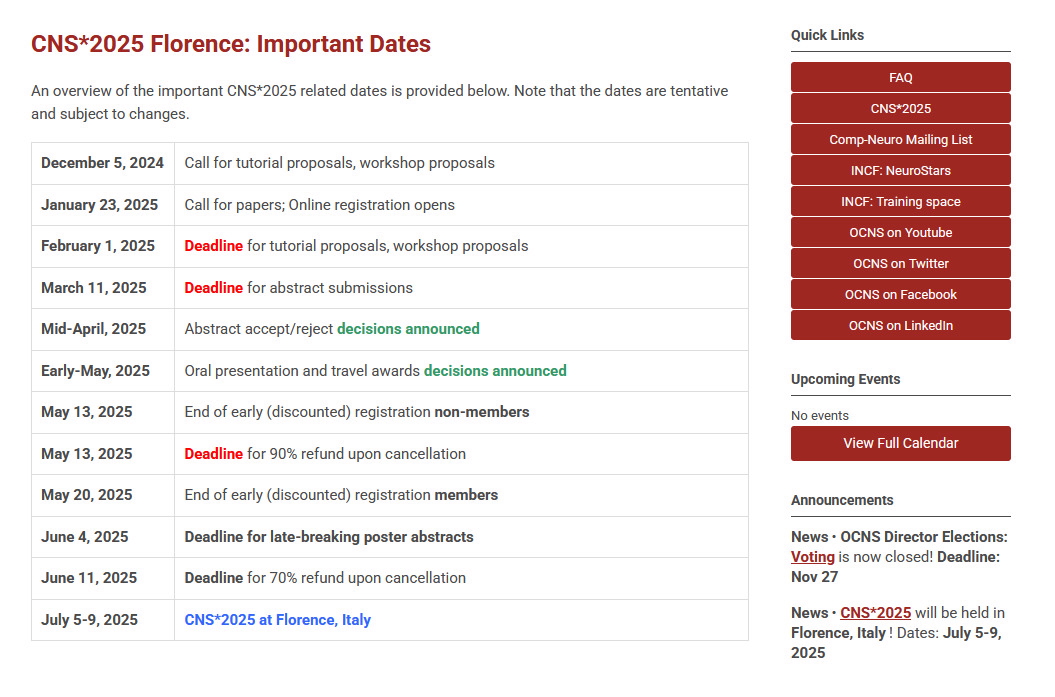 🚀 Don't Miss Out! 🚀 📅 Important Dates for CNS*2025: 📢 Stay informed and mark your calendar! 📆✨